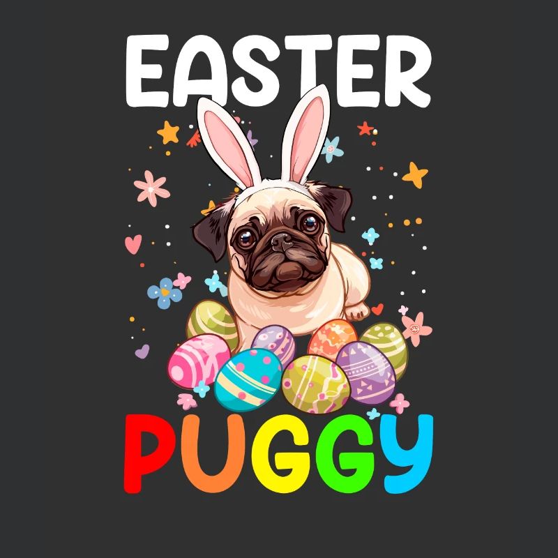 Pug easter eggs Hunting easter day