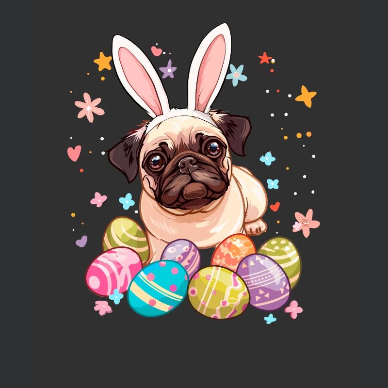 Pug easter eggs Hunting easter day