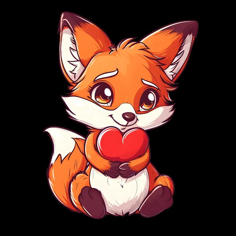 Renard mignon avec coeur Saint-Valentin