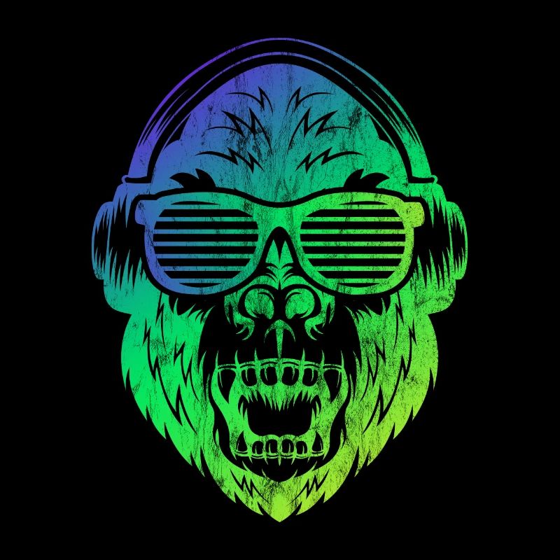 DJ Monkey Affe mit Kopfhörern Sonnebrille Affe