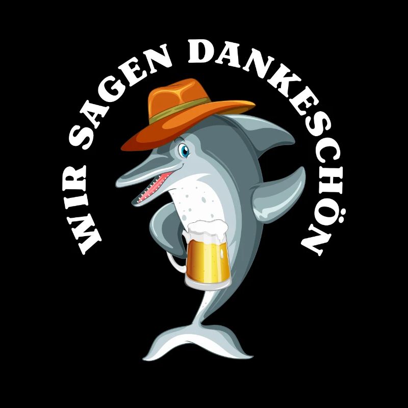 Dankeschön, Delphin, Bier, Spruch, Cartoon, Lustig
