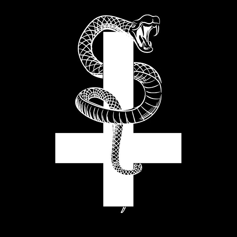 Croix satanique croix à l'envers avec serpent