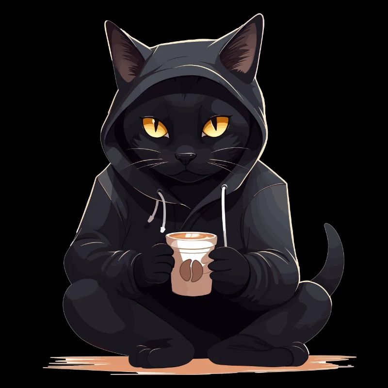 Chats noirs avec tasse à café boisson chat