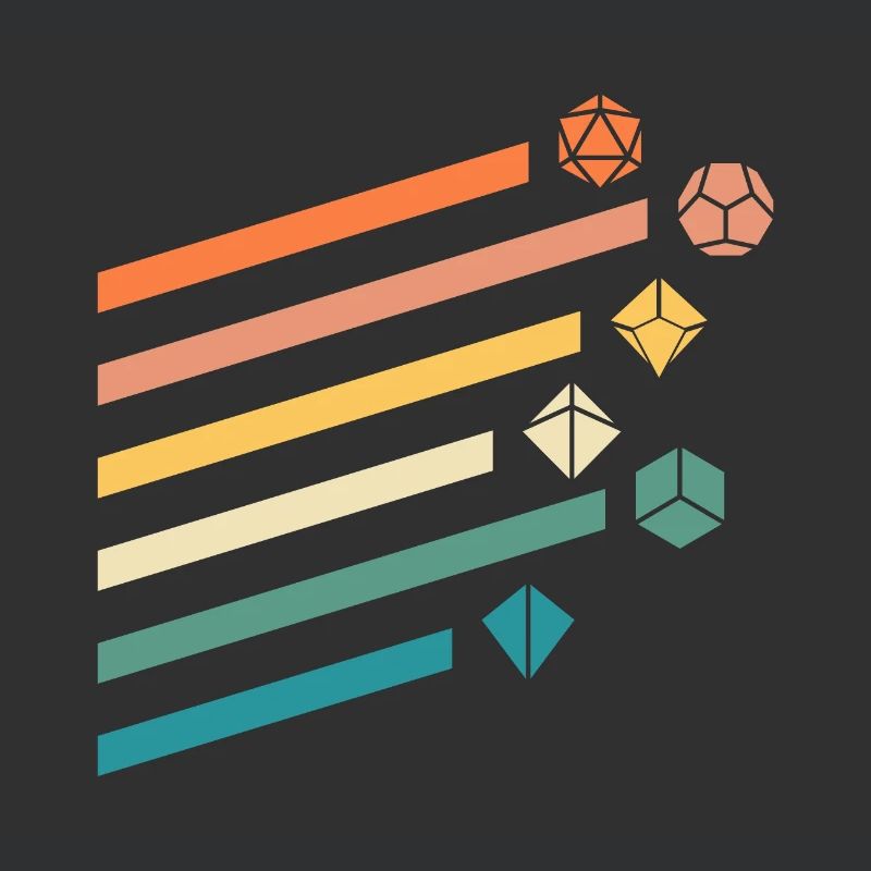 Retro Polyhedral Dice Set Tabletop RPG