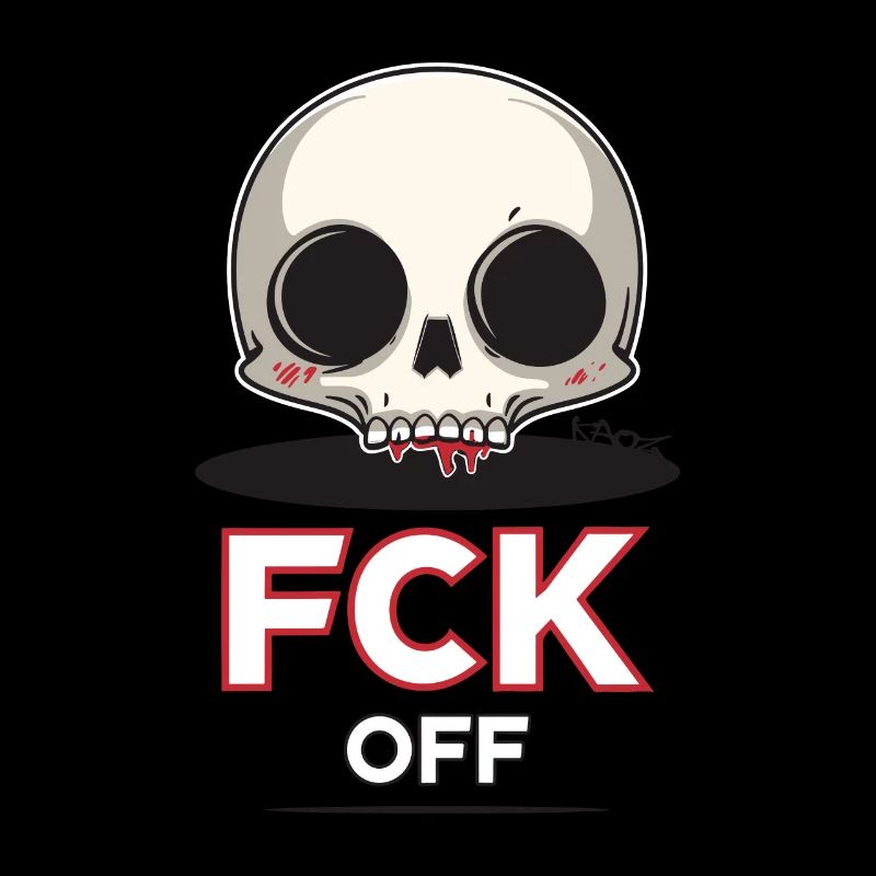 Fck Off, crâne de dessin animé Chibi