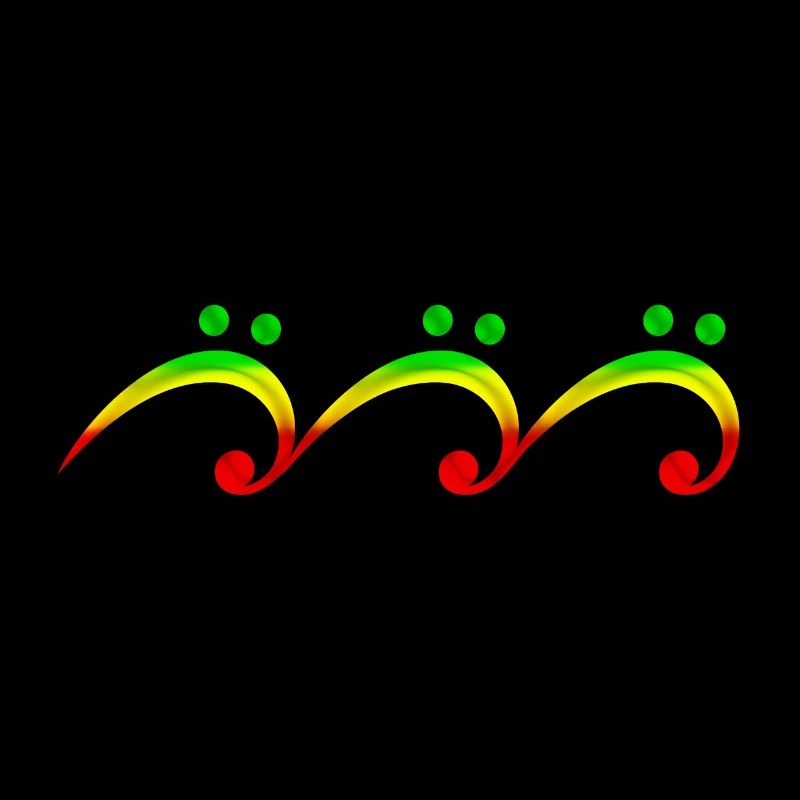 Reggae, music, notes, bass clef, wave, surf,