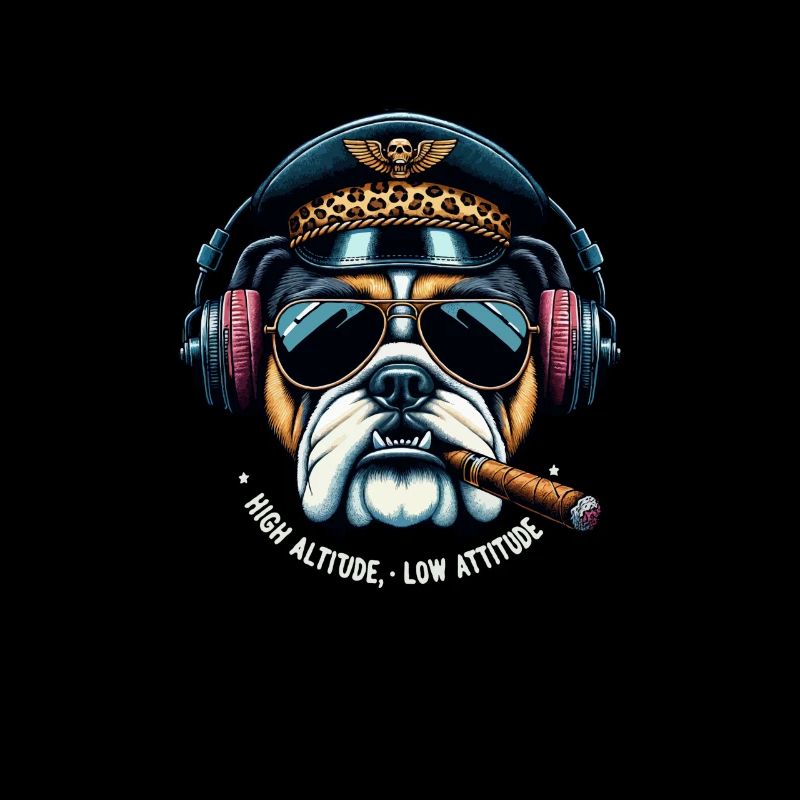 Dog with sunglasses and pilot cap and