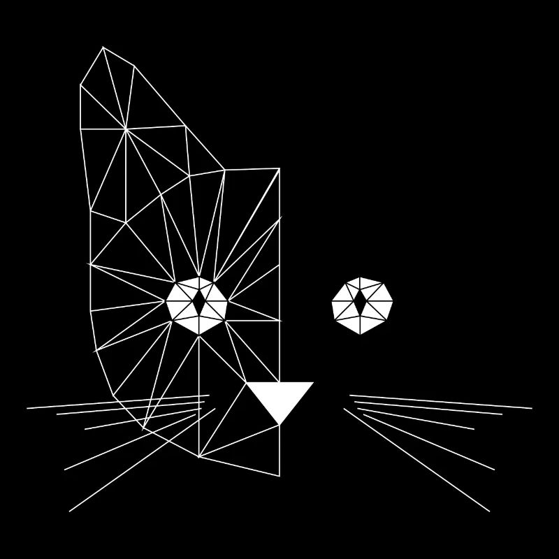 Polygonal Cat Face White