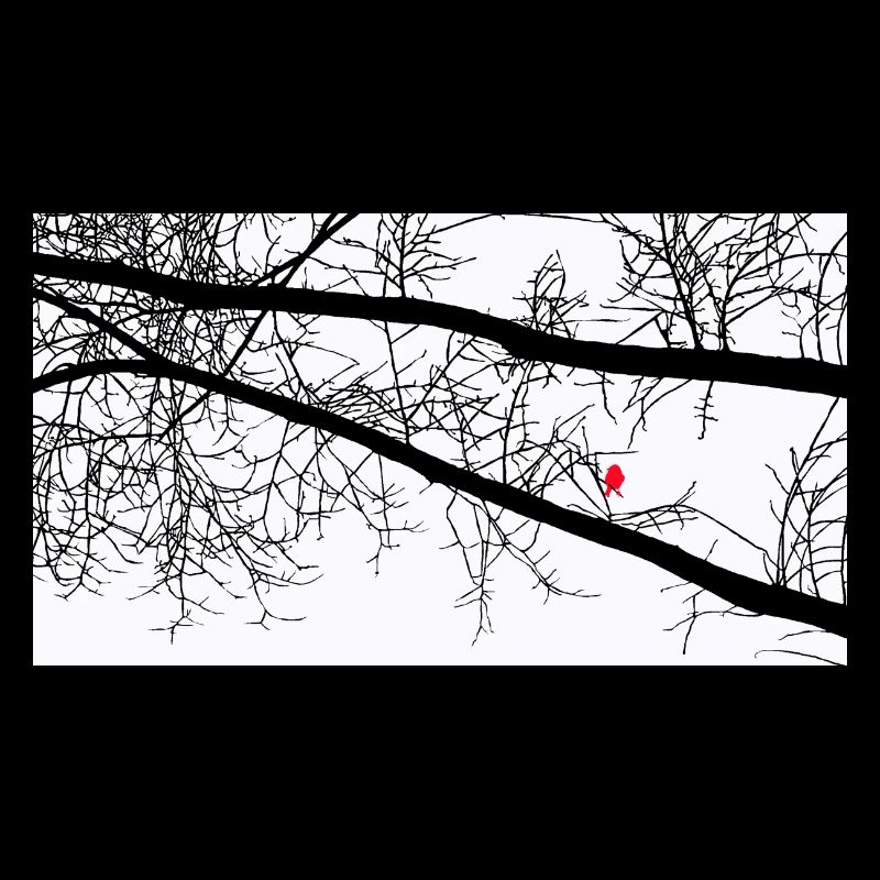 Roter Spatz im Baum