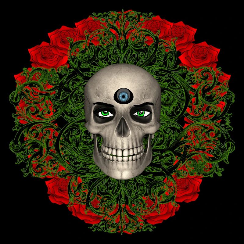 Schädel mit Rosen