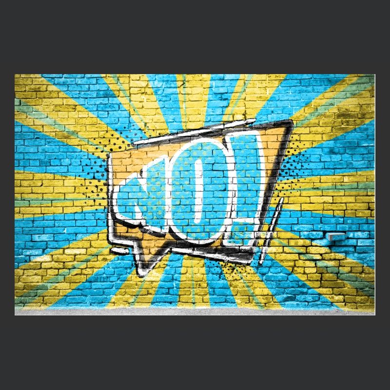 No! Comic Style Bubble Graffiti Lettering on Brick