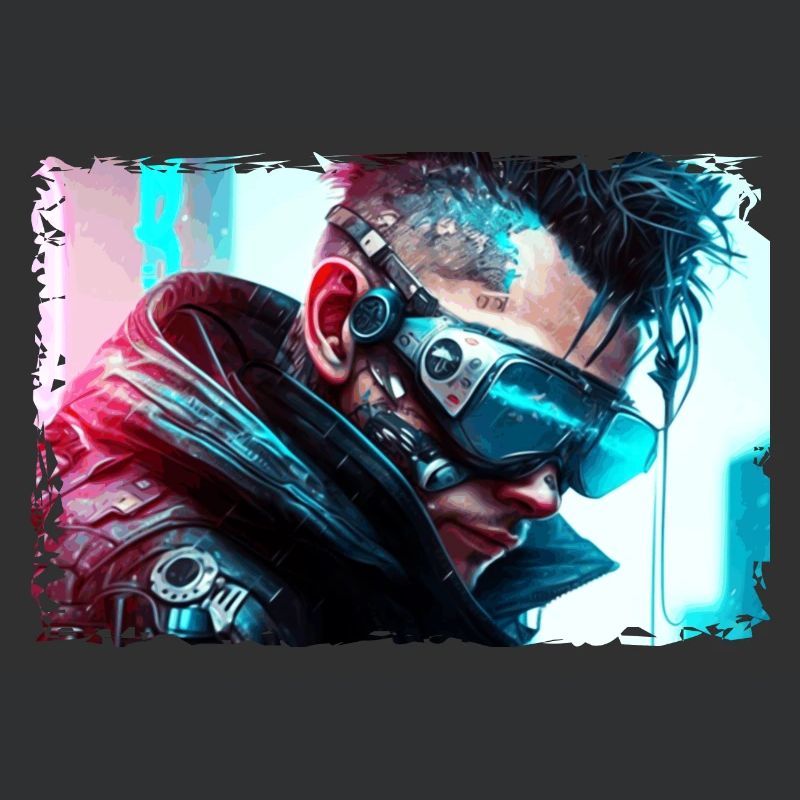 Cyber Soldat oder Punk in Neon Sci-Fi Manier