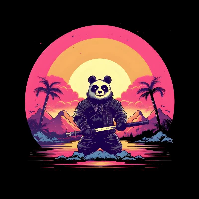 Synthwave Panda Samurai