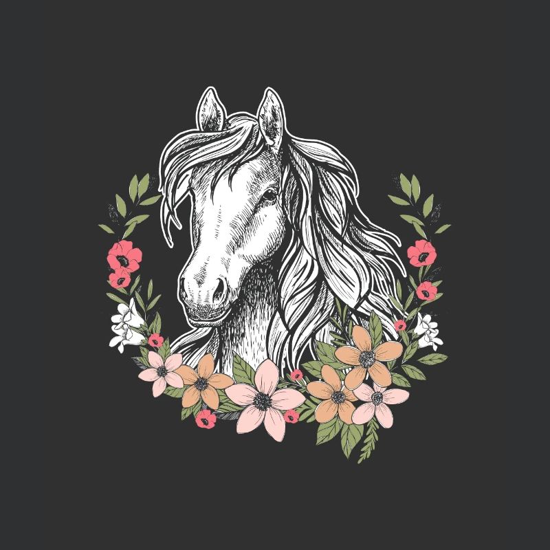 Pferd mit Blumen Mädchen - schönes Pferd