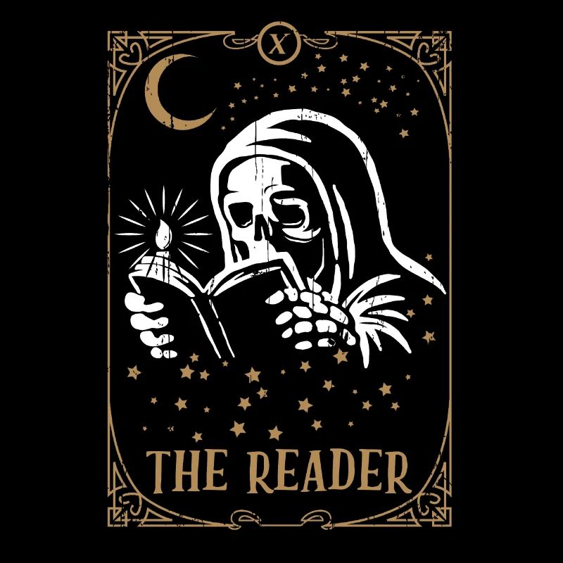 Skeleton Book Reader Tarot Card Occult Club Gothic