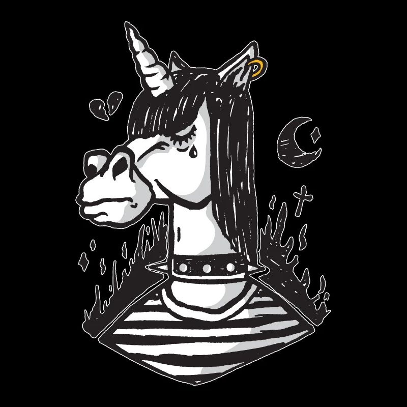 Emo Gothic unicorn mythical black