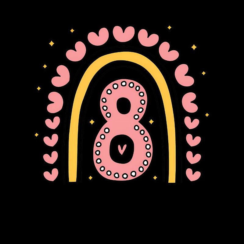 Süßes 8. Geburtstag Herz & Regenbogen Design