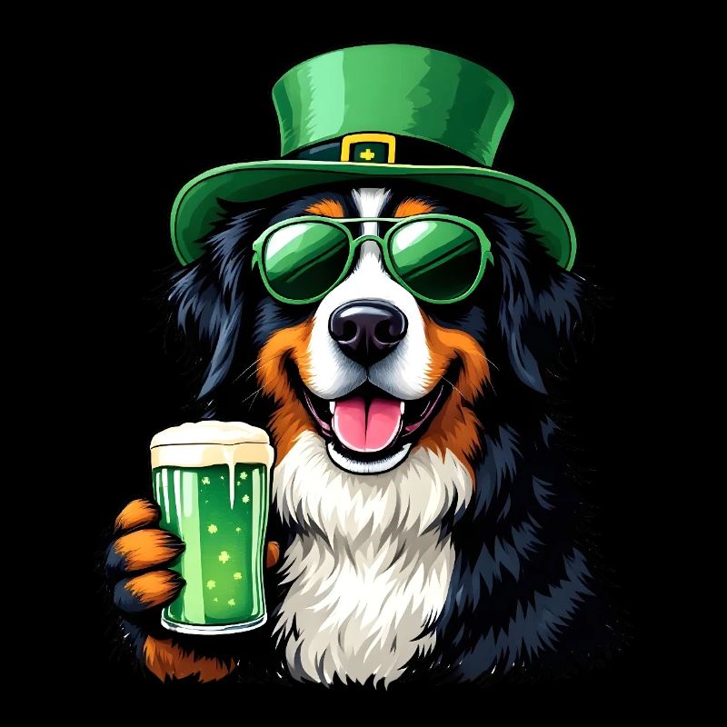 Berner Sennenhund St. Patricks Day Bier Outfit