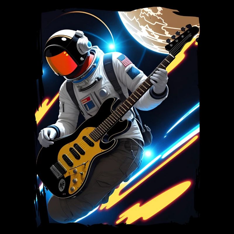 Un astronaute joue de la guitare dans l’espace