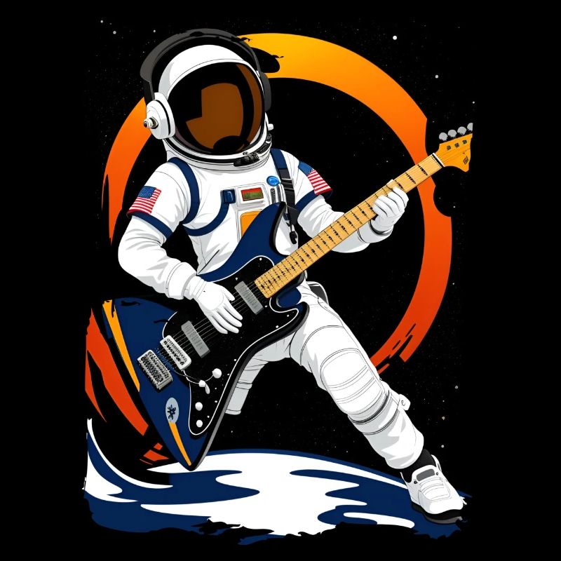 Astronaut playing guitar in space