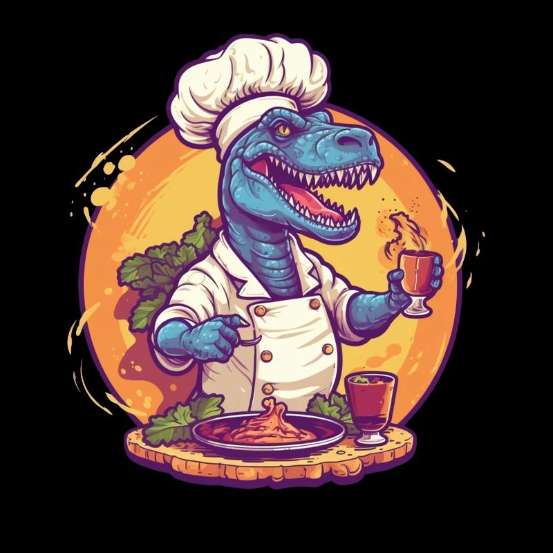 Dinosaur with cooking apron