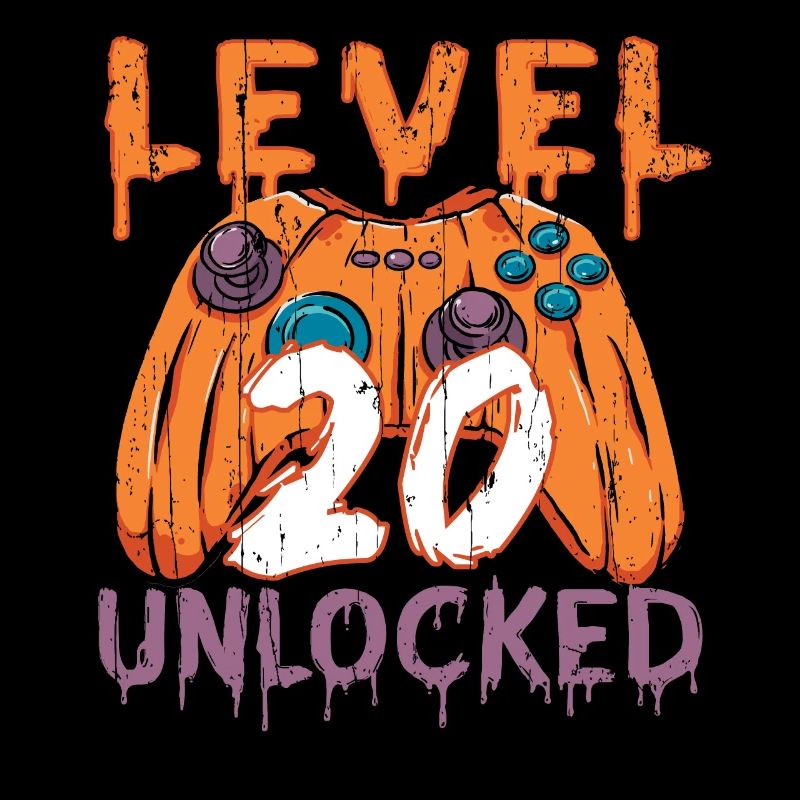 Halloween Pattern Pumpkin Game Gamer Birth Age 20