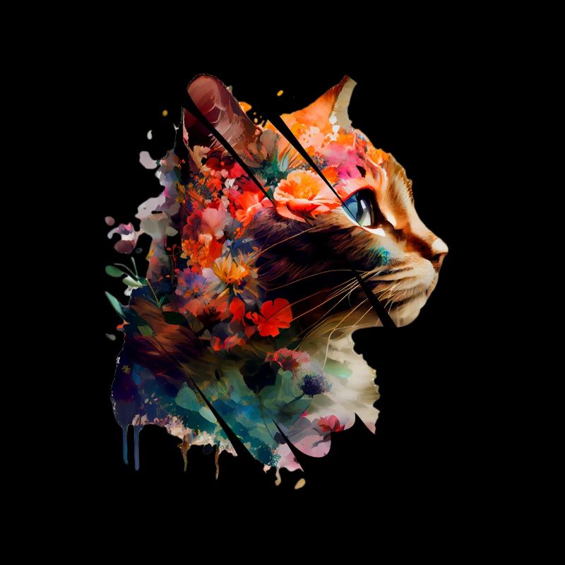 Chat et fleurs