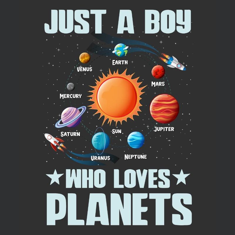 Nur ein Junge, der das Sonnensystem der Planeten liebt