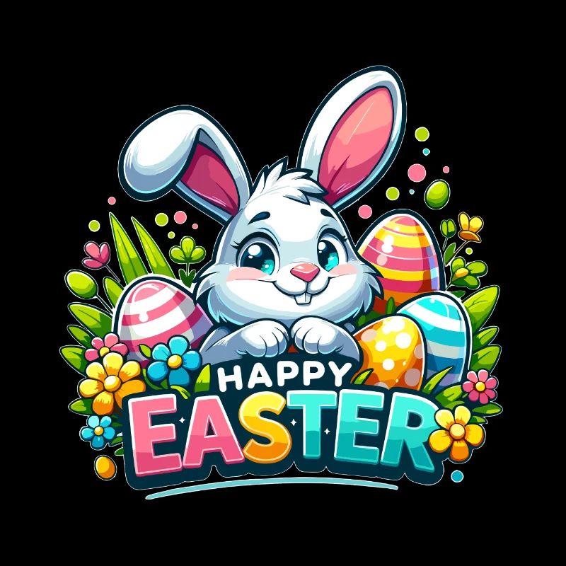 Joyeuses Pâques - Illustration de lapin de Pâques
