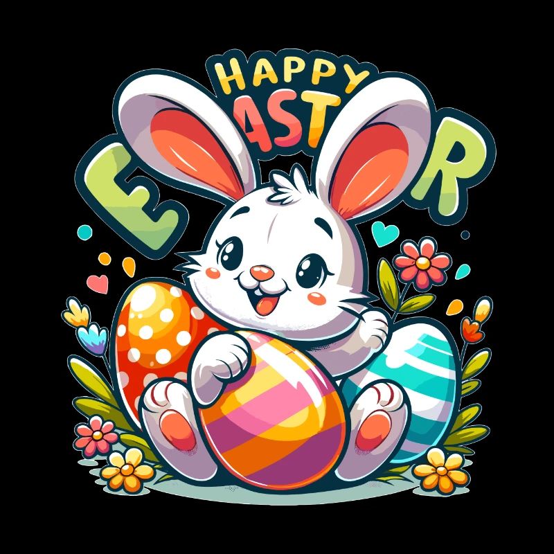 Joyeuses Pâques - Illustration de lapin de Pâques