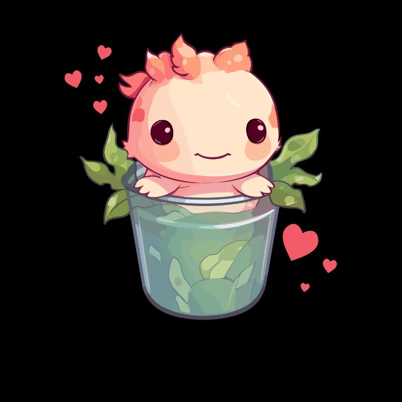 Axolotl Mignon Boba Bubble Tea Kawaii