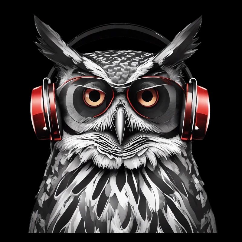 Coole Eule mit Kopfhörer