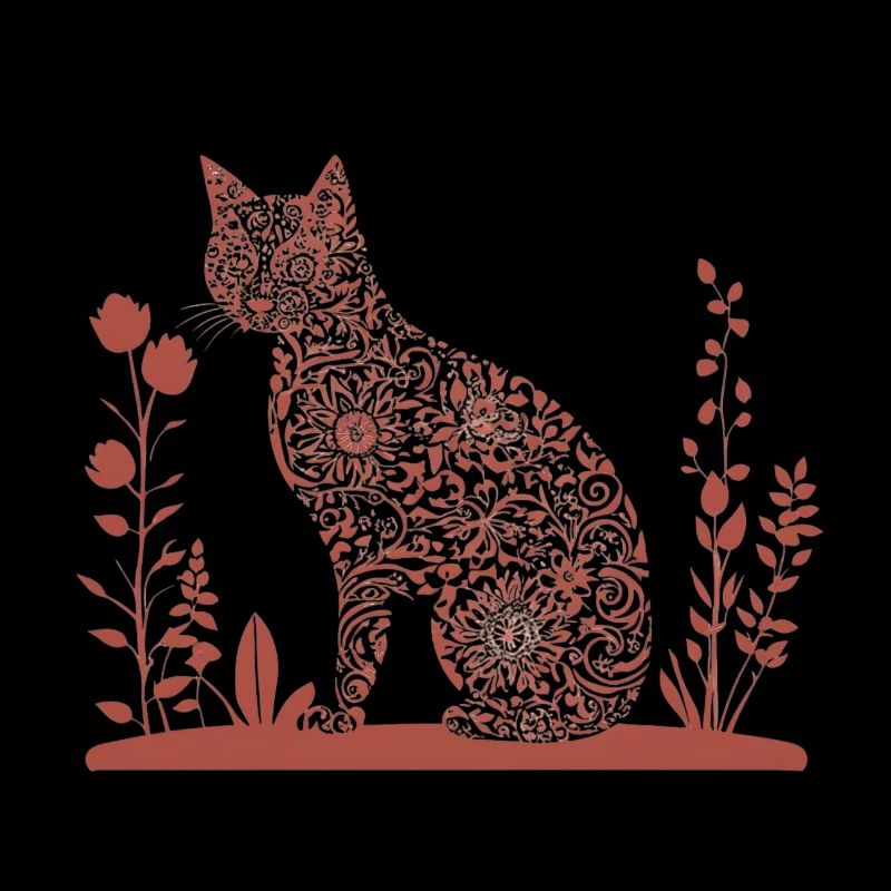 Chat et fleurs
