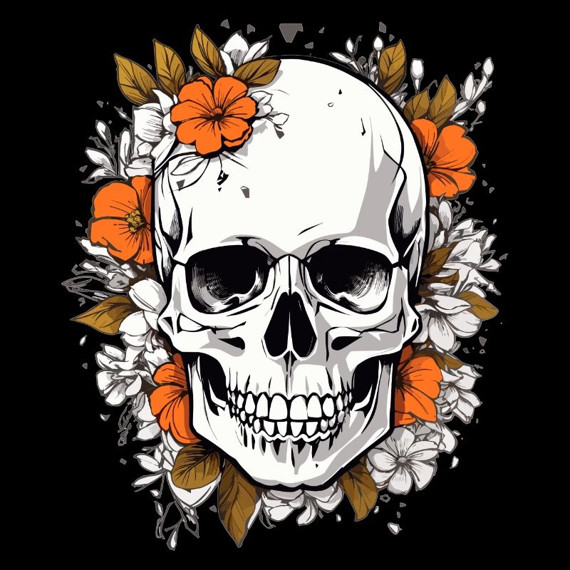 Crâne avec des fleurs