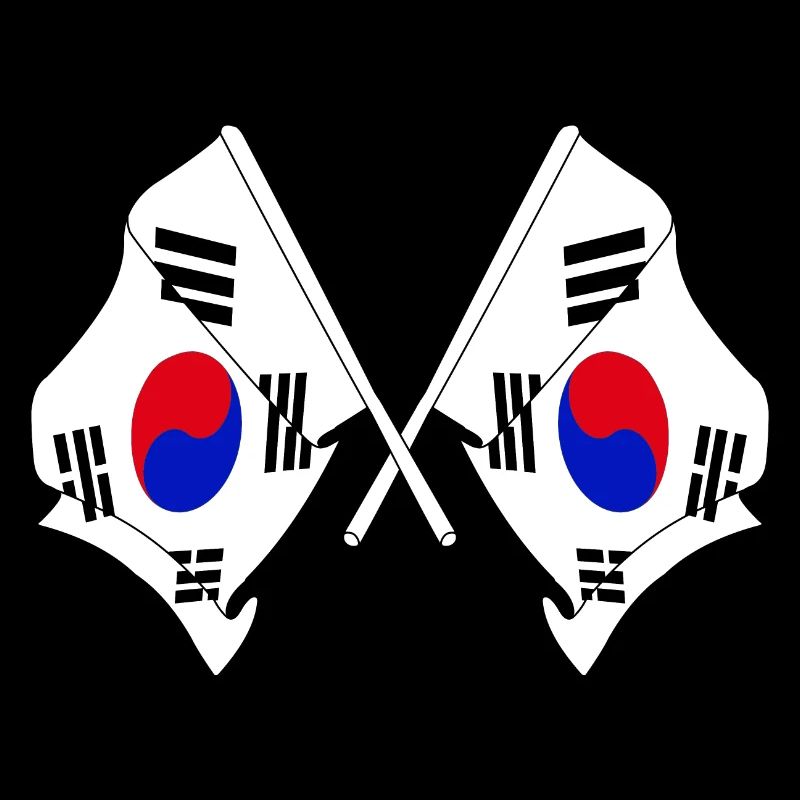 Deux drapeaux croisés de la Corée du Sud
