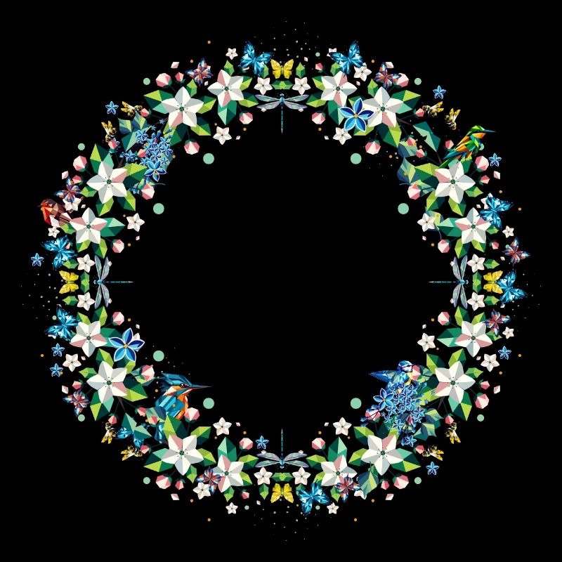 Couronne de printemps - Composition de fleurs et d’animaux colorés