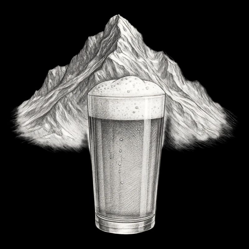 Bergblick mit Bierglas