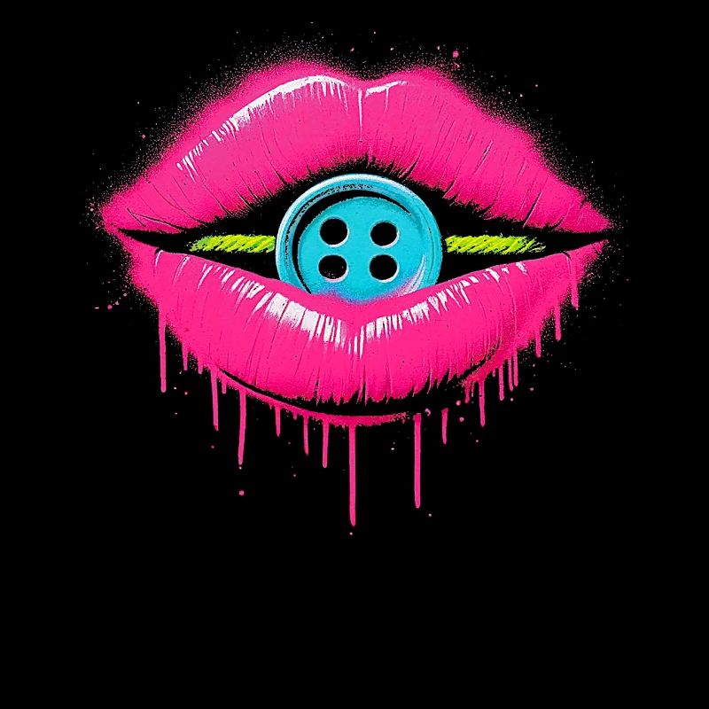 Pop Art Lèvres avec Bouton Bleu