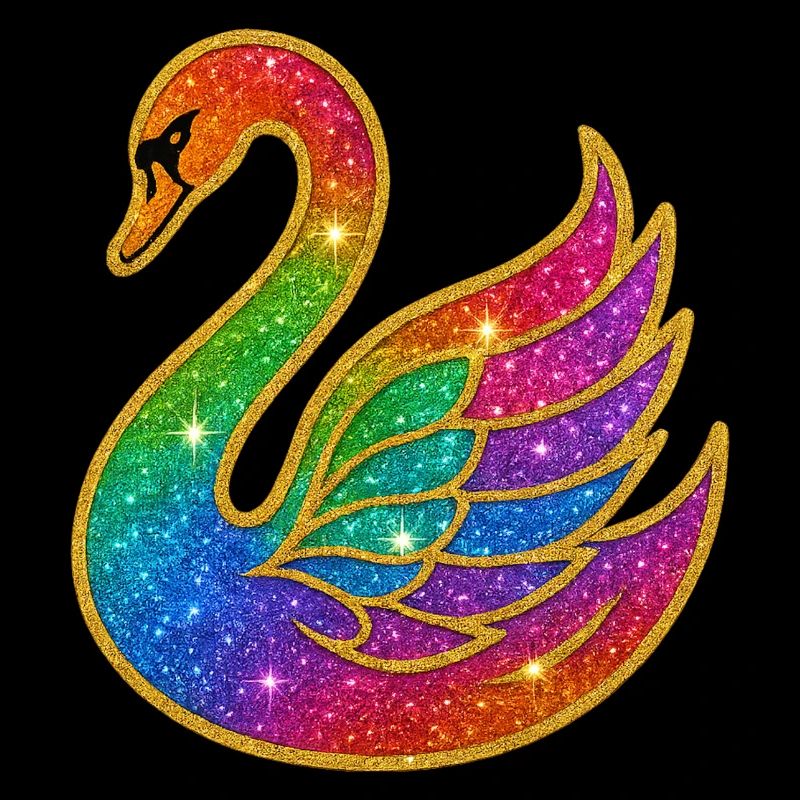 Regenbogen Glitzer Schwan Mutter