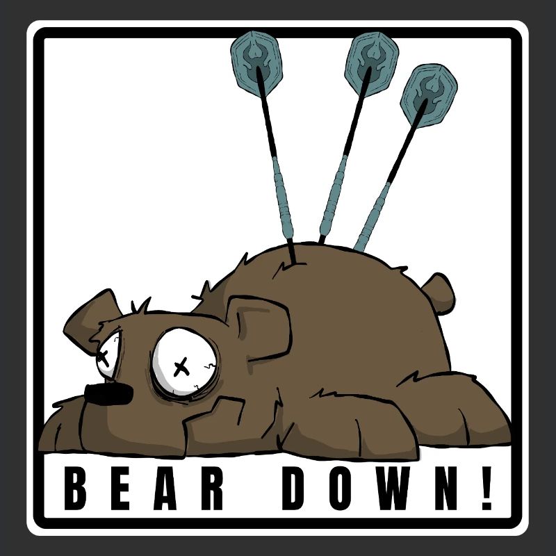Lustiges Darts Comic Motiv. BEAR DOWN !