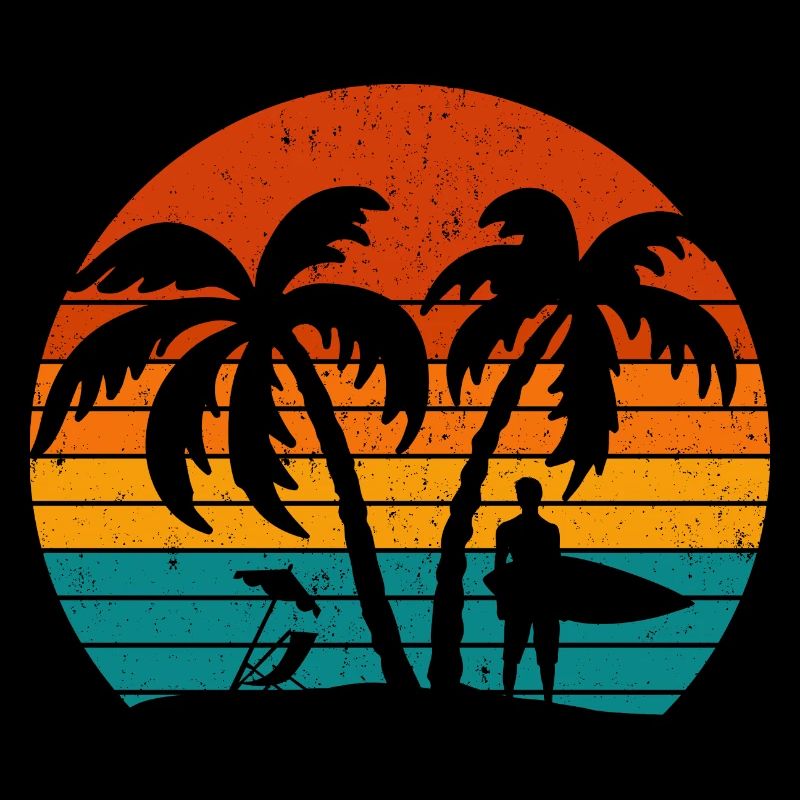 Surf Retro Surfer Sunset
