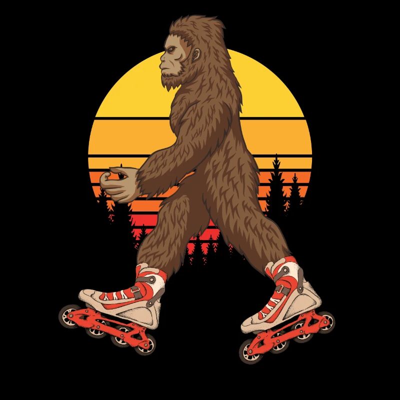 Funny roller skating cartoon art