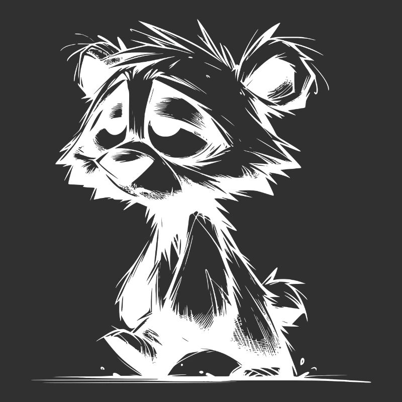 Fuzzy sleeping tired bear sketch