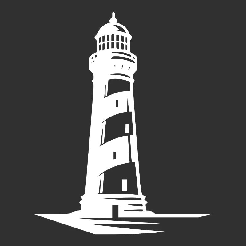 Striped lighthouse on the coast