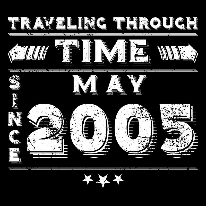 Conception d'anniversaire de voyage dans le temps vintage mai 2005