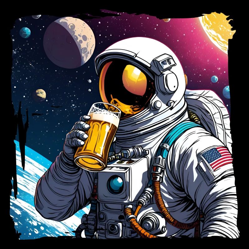 Astronaute buvant de la bière dans l’espace
