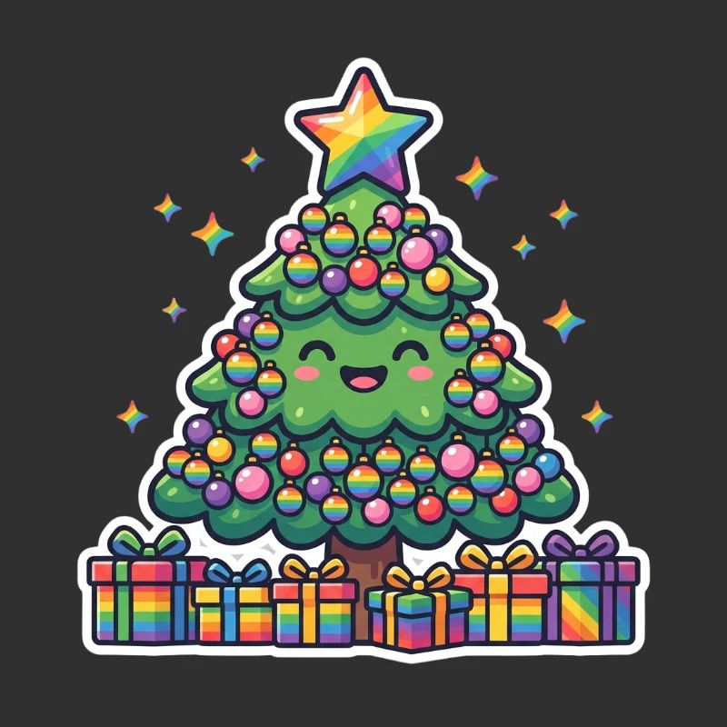 Fröhlicher Regenbogen-Weihnachtsbaum niedlich