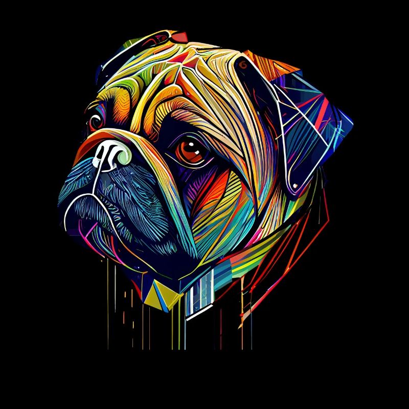 Mopsgesicht Trendfarbe im polygenen Design