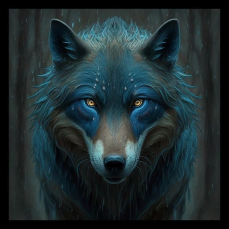 Loup bleu dans la forêt