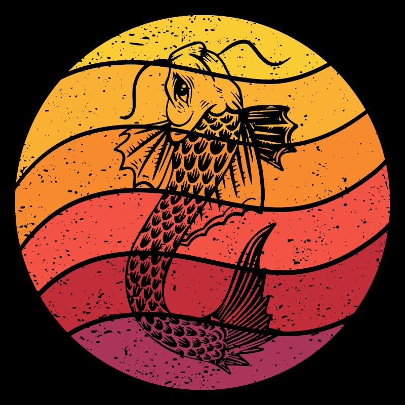 Koi Fish Retro Style Vintage